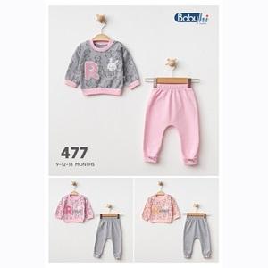 Baby Hi 477 Kız Bebe Penye Rabbit Süzine Nakışlı Takım 6-9-12-18 Ay