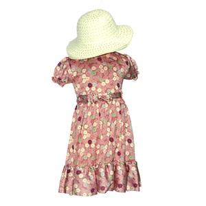 Mıncırık 1027 Kız Çocuk Fiyonk Taşlı Kısa Kol Şapkalı Elbise 5-8 Yaş
