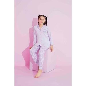 Tarık 2638-5 Kız Çocuk Unicorn Bas U Kol Penye Önden Düğmeli Pijama Takımı 6-13 Yaş