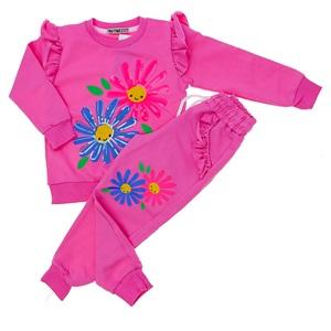 Tintini Kids Kız Çocuk 2 iP Penye Pullu Çiçek Nakışlı Takım 3-10 Yaş