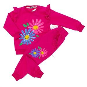 Tintini Kids Kız Çocuk 2 iP Penye Pullu Çiçek Nakışlı Takım 3-10 Yaş