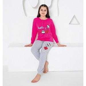 Estiva 24471 Kız Penye Lets Baskılı Pijama Takımı Yaş 11.13.15