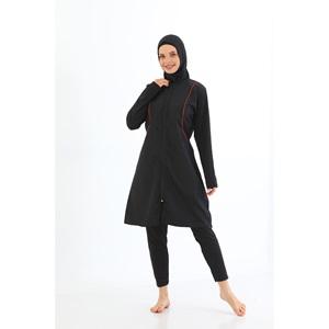 Form Angel 1500 Kadın Fermuarlı Düz Renk Taytlı Tesettür Mayo S-3XL