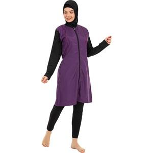 Form Angel 1500 Kadın Fermuarlı Düz Renk Taytlı Tesettür Mayo S-3XL