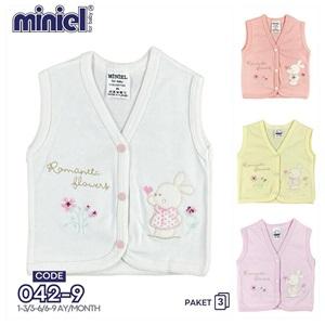 Miniel 042 Bebe Penye Nakışlı Seri Yelek 3-9 Ay(3 Lü)