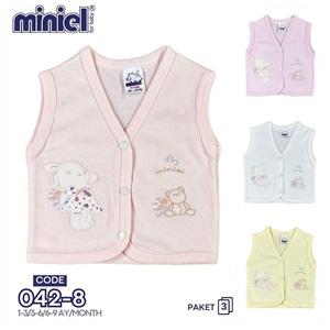 Miniel 042 Bebe Penye Nakışlı Seri Yelek 3-9 Ay(3 Lü)