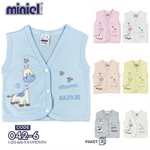 Miniel 042 Bebe Penye Nakışlı Seri Yelek 3-9 Ay(3 Lü)