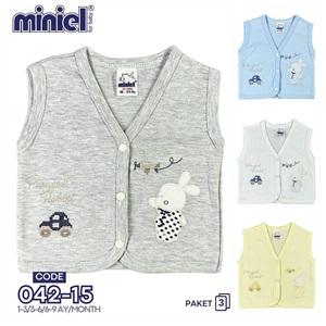 Miniel 042 Bebe Penye Nakışlı Seri Yelek 3-9 Ay(3 Lü)
