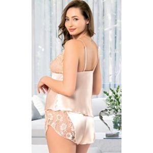 Miss Laris 4216 Bayan Battal Dantelli Saten Şortlu Gecelik