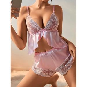 Lily Bianca 461 Bayan Saten Fantazi Şortlu Takım Gecelik