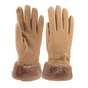 Suyutti K25620-01 Bayan Süet Bileği Kürklü Teksan Eldiven