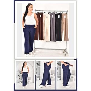 Elit Lıfe 23 Bayan Battal Viskon Dar Paçalı Cepli Eşofman Alt 3XL-7XL