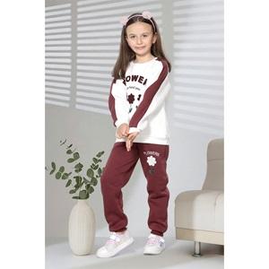 Tospik 40017 Kız Çocuk 3 ip Flowers Nakışlı Sıfır Yaka Takım 3-10 Yaş