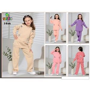 Tospik 40013 Kız Çocuk 3 ip Pullu Yıldız Aplike Nakışlı Sıfır Yaka Takım 3-10 Yaş