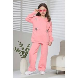 Tospik 40013 Kız Çocuk 3 ip Pullu Yıldız Aplike Nakışlı Sıfır Yaka Takım 3-10 Yaş