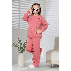 Tospik 40013 Kız Çocuk 3 ip Pullu Yıldız Aplike Nakışlı Sıfır Yaka Takım 3-10 Yaş