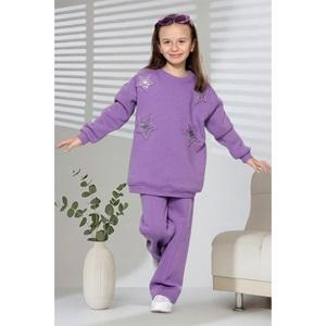 Tospik 40013 Kız Çocuk 3 ip Pullu Yıldız Aplike Nakışlı Sıfır Yaka Takım 3-10 Yaş