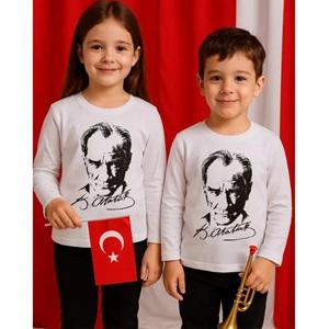 Meleğim Life 20252028 Çocuk Penye K.atatürk Baskılı Uzun Kol Sıfır Yaka Badı 5-8 Yaş