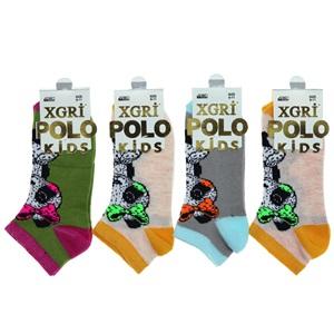 XGri Polo Ç-3 Kız Çocuk Desenli Likralı Patik Çorap