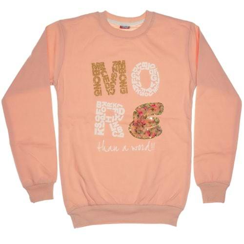 Almila More Baskılı Sıfır Yaka Kız Çocuk Sweatshirt 5-8 Yaş