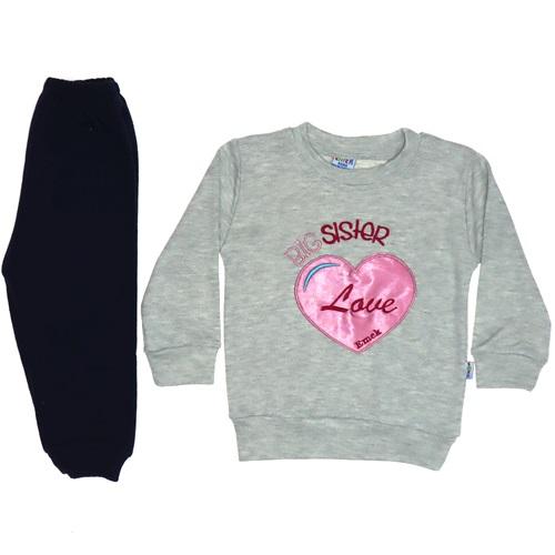 Emek Bebe Kalp Nakışlı Penye Kız Bebe İkili Takım 6-24 Ay