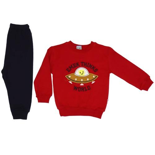 Emek Bebe Uzay Araba Nakışlı Penye Erkek Bebe Takımı 6-24 Ay