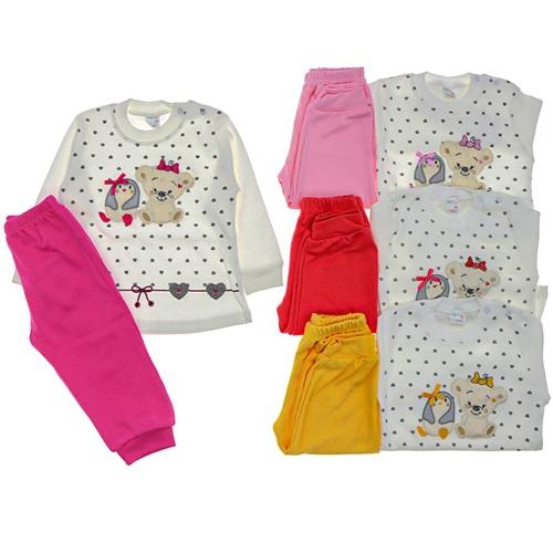 Nafitto 1161 Kız Kalp Baskılı Ayıcıklı Takım 2 Yaş