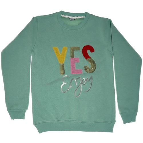 Yes Süzene Nakışlı Pullu 3 İplik Kız Çocuk Sweatshirt 12-16 Yaş