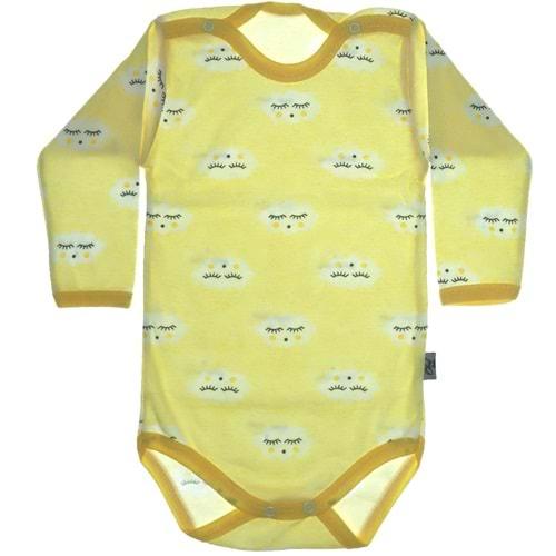 Uyuyan Bulut Baskılı Uzun Kollu Çıtçıtlı Bebe Zıbın 3-6-9 AY