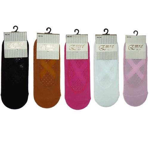 Emre YL4415 Bayan çapraz Bantlı Silikon Taban Babet Çorap