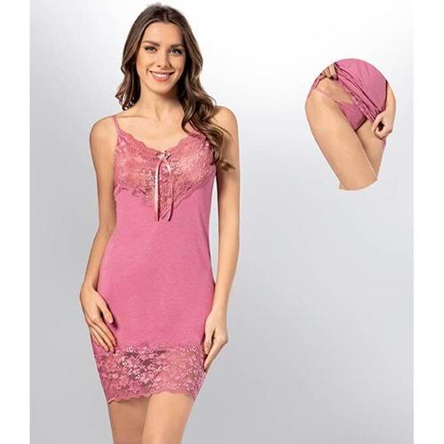 Kota 6298 Modelli Penye Dantelli Gecelik Takım