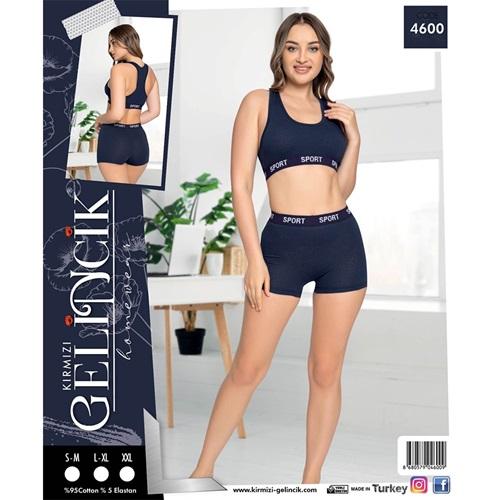 GELİNCİK 4600 Bayan Penye Likralı Sport Şortlu Takım