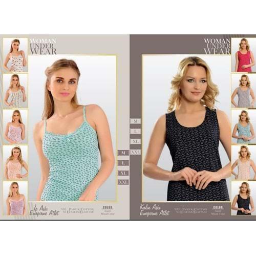 Gelincik 130 Bayan Penye Desenli İp Askılı Atlet (6 Lı)