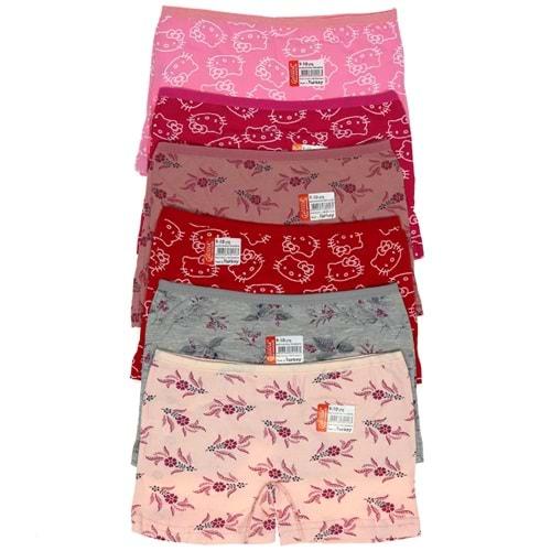 Gelincik 680 Desenli Likralı Penye Kız Çocuk Boxer