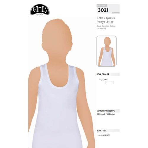 Gümüş 3021 Pamuk Penye Askılı Erkek Çocuk Atlet
