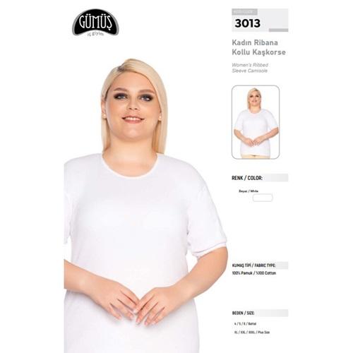 Gümüş 3013 Pamuk Ribana Bayan Yarım Kollu Fanila Atlet