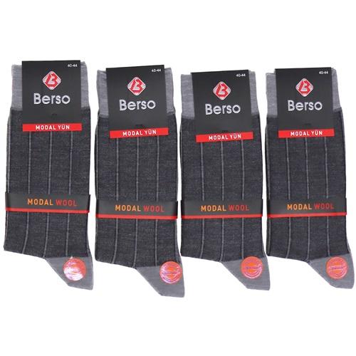 Berso 7010 Kutulu Erkek Modal Yün Desenli Soket Çorap