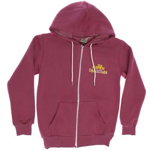 Nirvana-223 Fermuarlı Kapşonlu Üç İplik Kız Çocuk Hırka 13-16 Yaş