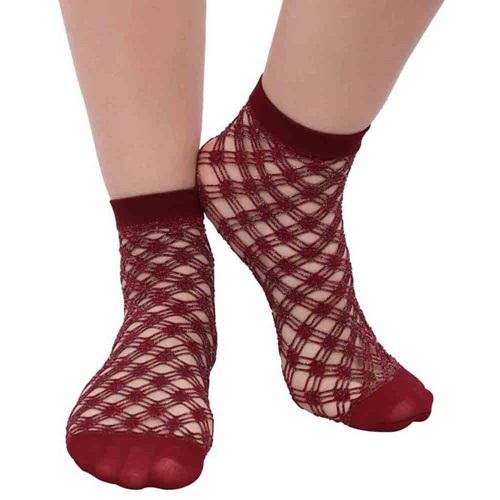 Desimo Bayan Örümcek File Simli Patik Çorap