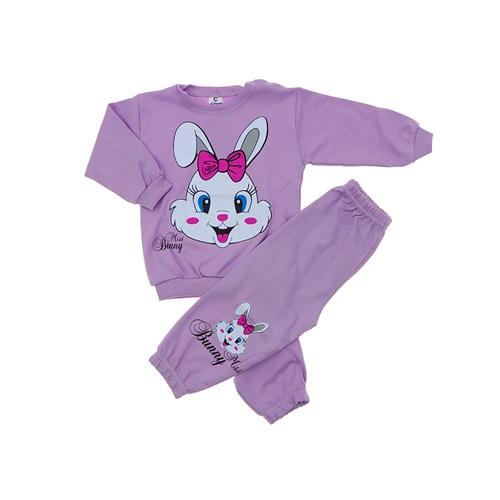 ÇAĞKON 811 Tavşan Baskılı 2 li Kız Çocuk Takım 2Yaş