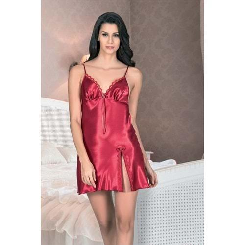 For Dreams 2988 Bayan Saten Dantelli Kısa Gecelik