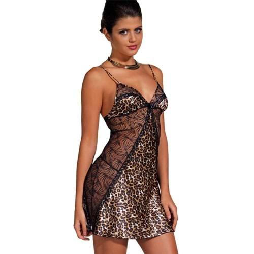 For Dreams 3010 Natali Leopar Tek Gecelik