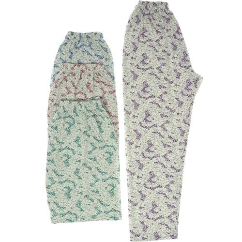 Yenteks K423 Bayan Battal Fiyonklu Desenli Düz Paça Penye Pijama Alt (3 Lü)