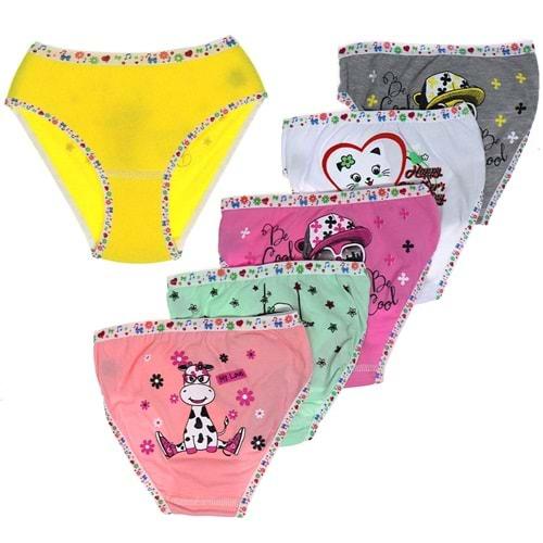 Tutku 0833 Likralı Elestan Arkası Baskılı Kız Çocuk Külot