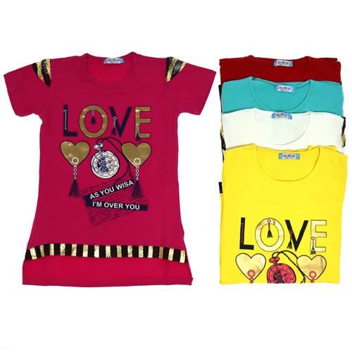 Bambino Love Baskılı Kız Çocuk Tişört 9-12 Yaş