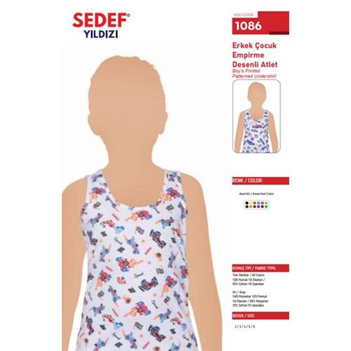 Sedef Yıldız 1086 Likralı Baskılı Erkek Çocuk Askılı Atlet
