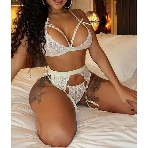 Nightlight 3393-1 Bayan Dantel İşlemeli Fantazi Jartiyer Takım