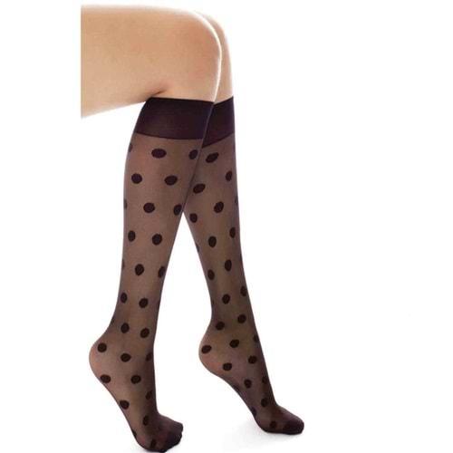 Rossey Bayan Desenli Parlak Fit 20 Denye Dizaltı Çorap