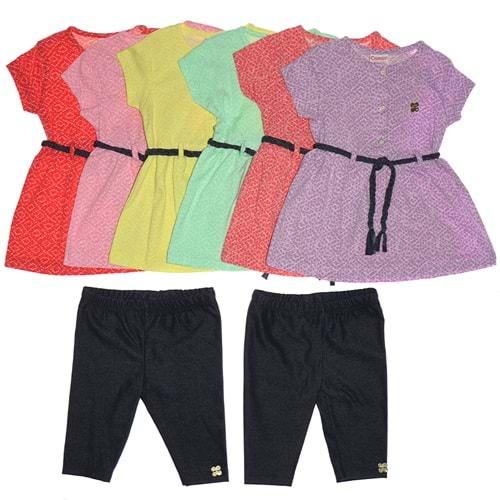 Comix 020 Kız Çocuk Desenli Tayt Takım 6-24 Ay