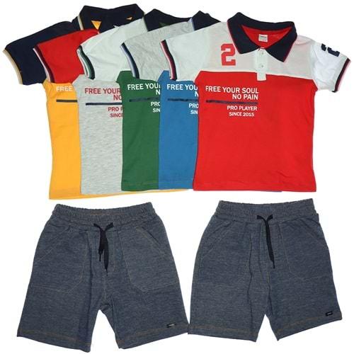 Comix 516 Erkek Çocuk Free 2 Baskı Patlı Polo Kol Ve Yaka Takım 3-6 Yaş